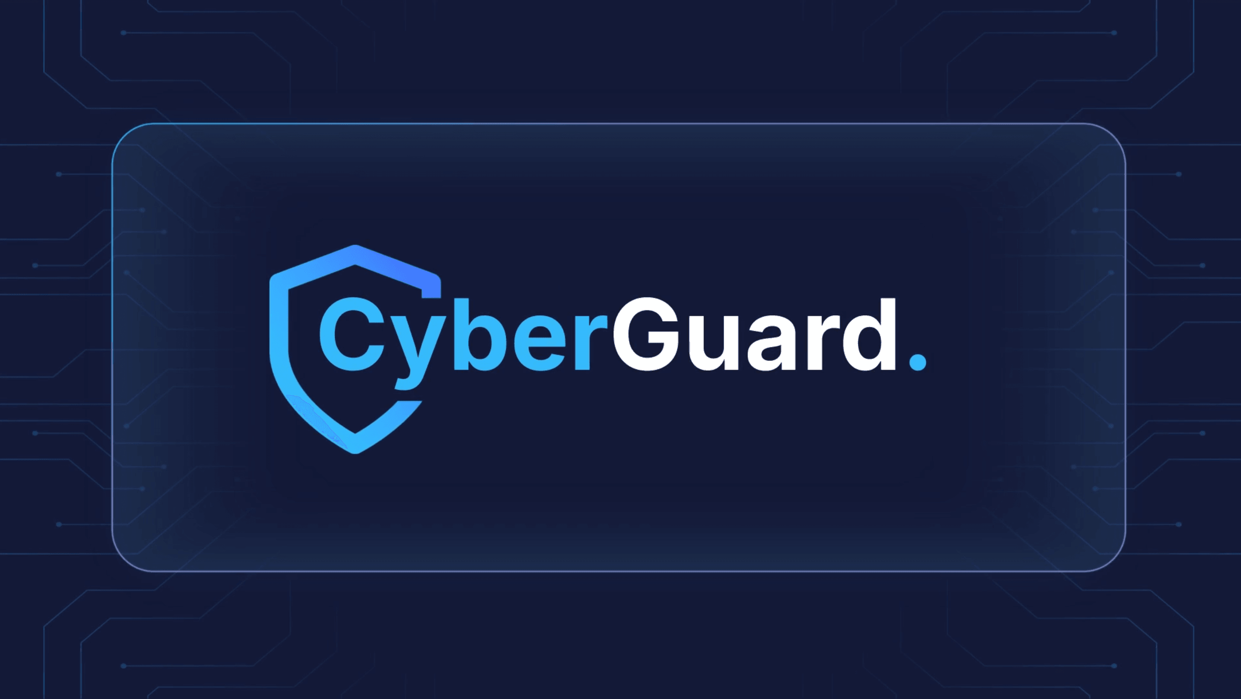 Title card: the CyberGuard shield logo in blue on a dark navy field traced with circuit-board lines.